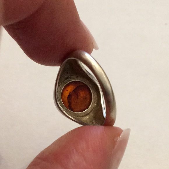 🍭SHELLY🍭Very old Artisan Amber ring in sterling silver (Size 5) - Picture 7 of 11